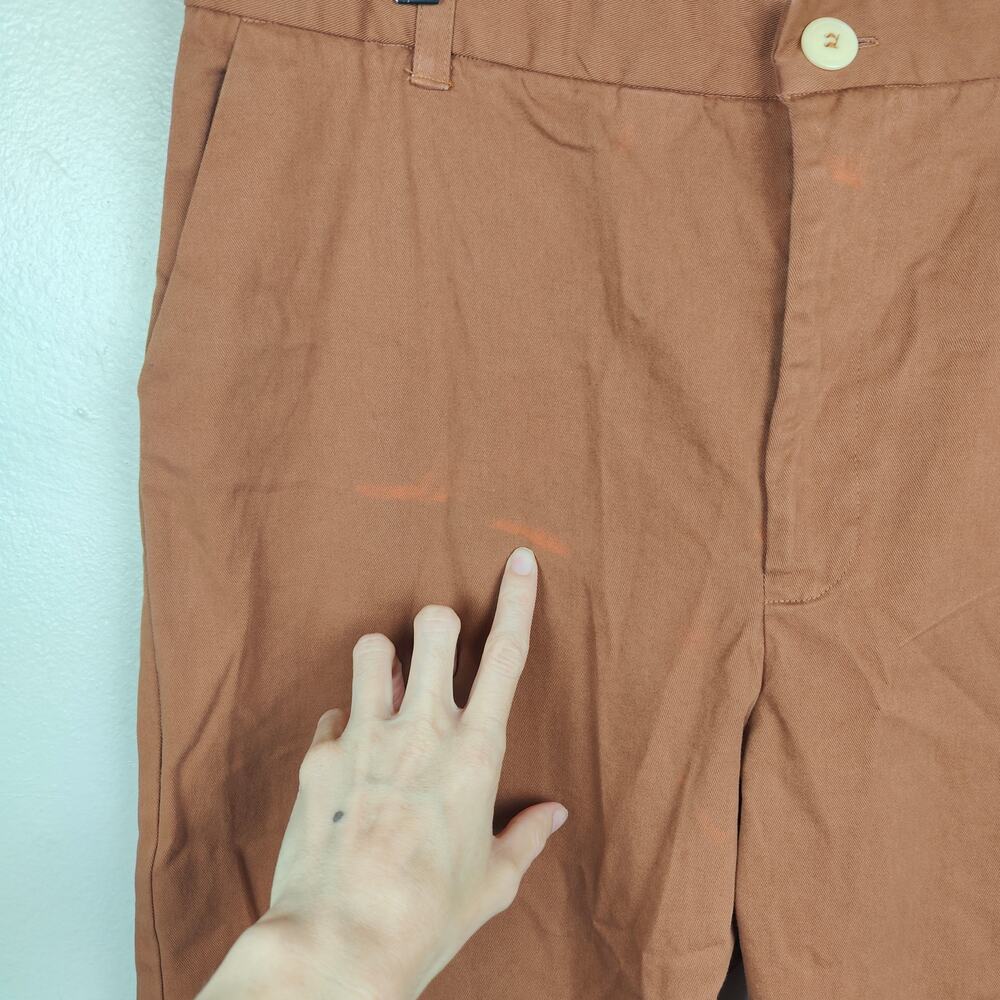 Esby Chino Pants Mens 34 Rust Clay Orange‎ Preppy Slow Fashion Minimalist FLAW - Picture 4 of 12